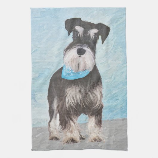 Schnauzer (Miniatur) Malerei - Niedlicher Original Handtuch (Vertikal)