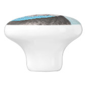 Schnauzer (Miniatur) Malerei - Niedlicher Original Keramikknauf (Seitenansicht)