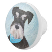 Schnauzer (Miniatur) Malerei - Niedlicher Original Keramikknauf (Rechts)