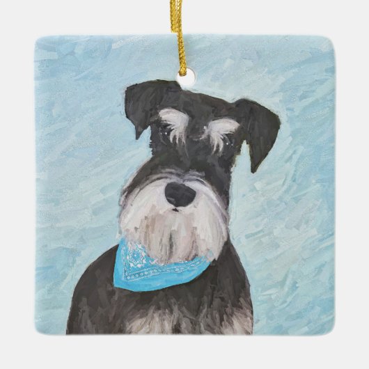 Schnauzer (Miniatur) Malerei - Niedlicher Original Keramikornament (Vorderseite)