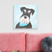 Schnauzer (Miniatur) Malerei - Niedlicher Original Leinwanddruck (Insitu (Wohnzimmer))