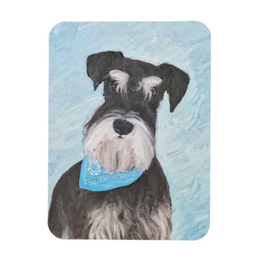 Schnauzer (Miniatur) Malerei - Niedlicher Original Magnet (Vertikal)