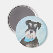 Schnauzer (Miniatur) Malerei - Niedlicher Original Magnet (Vorderseite/Rückseite)