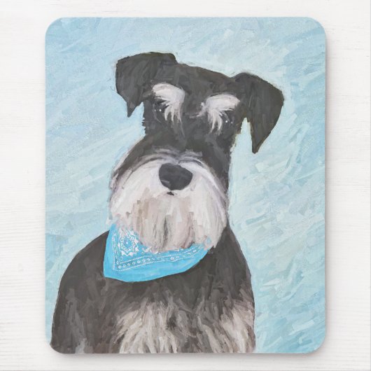 Schnauzer (Miniatur) Malerei - Niedlicher Original Mousepad (Vorne)