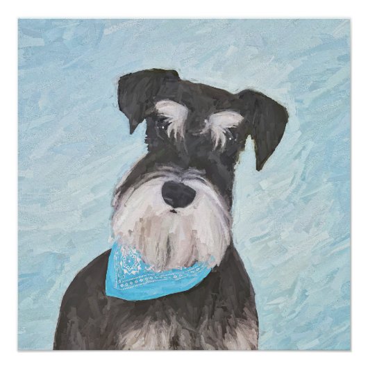 Schnauzer (Miniatur) Malerei - Niedlicher Original Poster (Vorderseite)