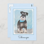 Schnauzer (Miniatur) Malerei - Niedlicher Original Postkarte (Vorne/Hinten)