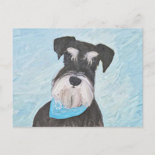 Schnauzer (Miniatur) Malerei - Niedlicher Original Postkarte (Vorderseite)