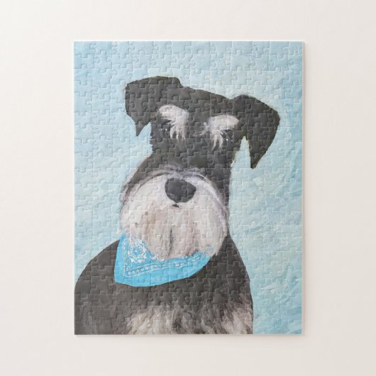 Schnauzer (Miniatur) Malerei - Niedlicher Original Puzzle (Vertikal)