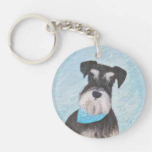 Schnauzer (Miniatur) Malerei - Niedlicher Original Schlüsselanhänger