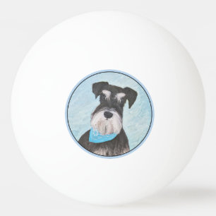 Schnauzer (Miniatur) Malerei - Niedlicher Original Tischtennisball