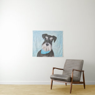 Schnauzer (Miniatur) Malerei - Niedlicher Original Wandteppich