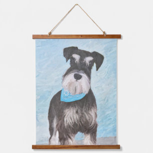 Schnauzer (Miniatur) Malerei - Niedlicher Original Wandteppich Mit Holzrahmen