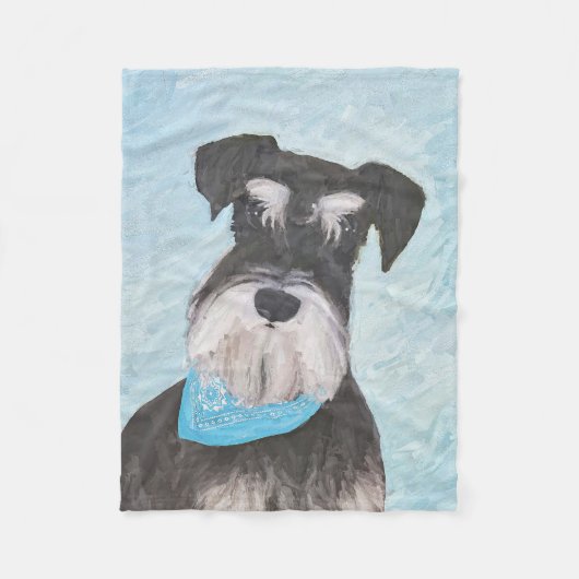 Schnauzer (Miniatur) Malerei - Niedliches Original Fleecedecke (Vorderseite)