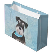 Schnauzer (Miniatur) Malerei - Niedliches Original Große Geschenktüte (Vorderseite Schrägansicht)