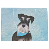 Schnauzer (Miniatur) Malerei - Niedliches Original Große Geschenktüte (Rückseite)