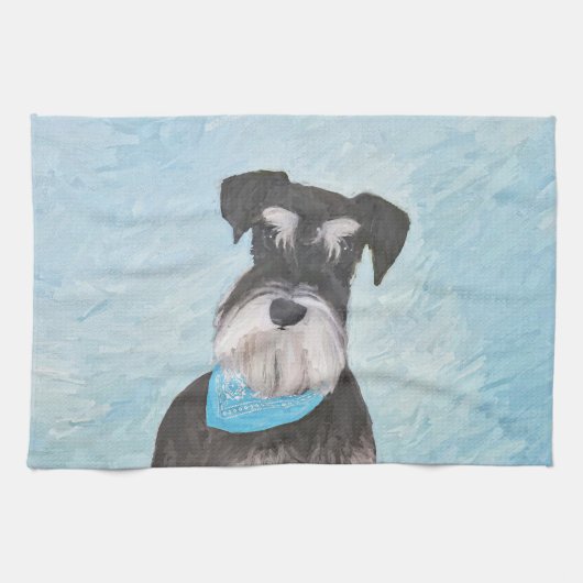 Schnauzer (Miniatur) Malerei - Niedliches Original Handtuch (Horizontal)