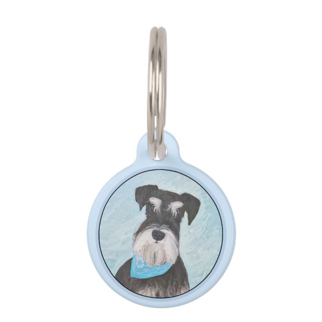 Schnauzer (Miniatur) Malerei - Niedliches Original Haustiermarke (Vorderseite)