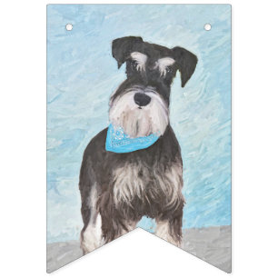 Schnauzer (Miniatur) Malerei - Niedliches Original Wimpelkette