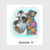Schnauzer mit Blume Aufkleber (Blatt)