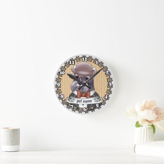 Schnauzer mit Brille Runde Wanduhr (Zuhause)