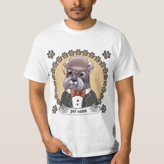 Schnauzer mit Brille T-Shirt (Vorderseite)