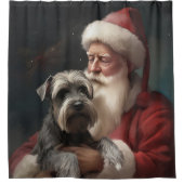 Schnauzer mit dem Weihnachtsmann Weihnachten Duschvorhang (Vorderseite)