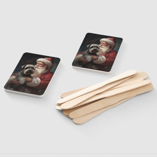 Schnauzer mit dem Weihnachtsmann Weihnachten Fächer (Non-assembled)