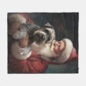 Schnauzer mit dem Weihnachtsmann Weihnachten Fleecedecke (Vorderseite (Horizontal))