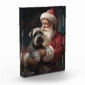 Schnauzer mit dem Weihnachtsmann Weihnachten Fotoblock (Links)