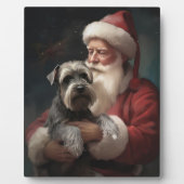 Schnauzer mit dem Weihnachtsmann Weihnachten Fotoplatte (Vorderseite)