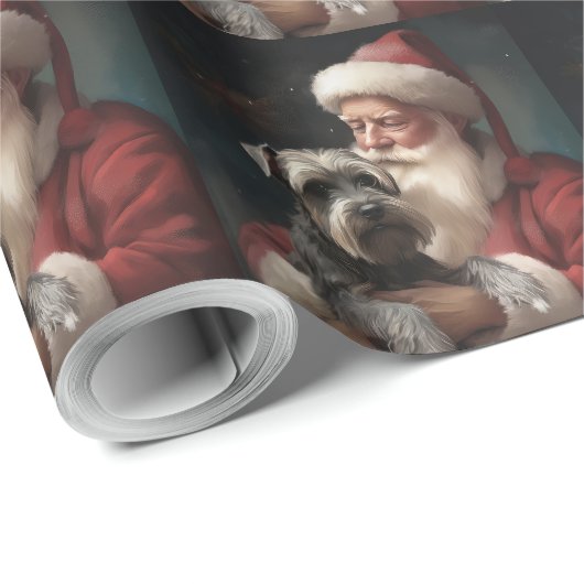 Schnauzer mit dem Weihnachtsmann Weihnachten Geschenkpapier (Rolleneckpunkt)