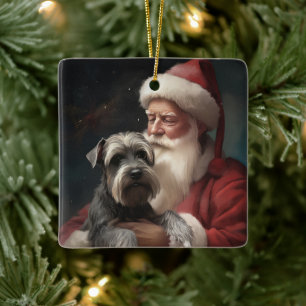 Schnauzer mit dem Weihnachtsmann Weihnachten Keramikornament