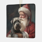 Schnauzer mit dem Weihnachtsmann Weihnachten Keramikornament (Links)