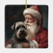 Schnauzer mit dem Weihnachtsmann Weihnachten Keramikornament (Rückseite)