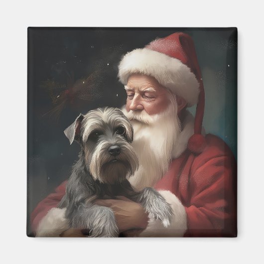 Schnauzer mit dem Weihnachtsmann Weihnachten Magnet (Vorne)