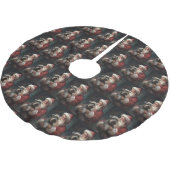 Schnauzer mit dem Weihnachtsmann Weihnachten Polyester Weihnachtsbaumdecke (Schrägansicht)
