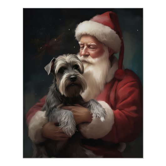 Schnauzer mit dem Weihnachtsmann Weihnachten Poster (Vorderseite)