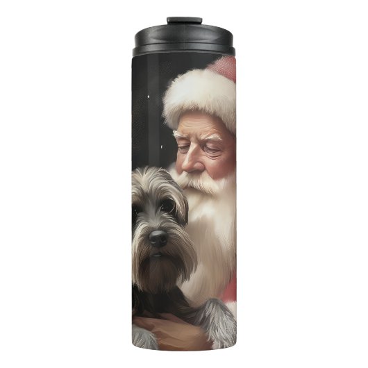 Schnauzer mit dem Weihnachtsmann Weihnachten Thermosbecher (Vorderseite)