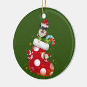 Schnauzer mit Hat Sock Weihnachten Keramik Ornament (Links)