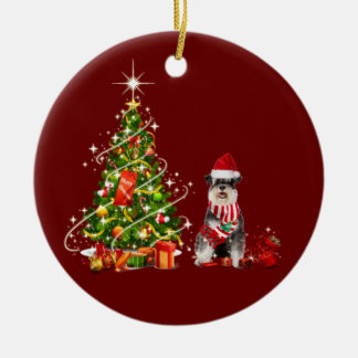 Schnauzer mit Hutschuh Keramik Ornament