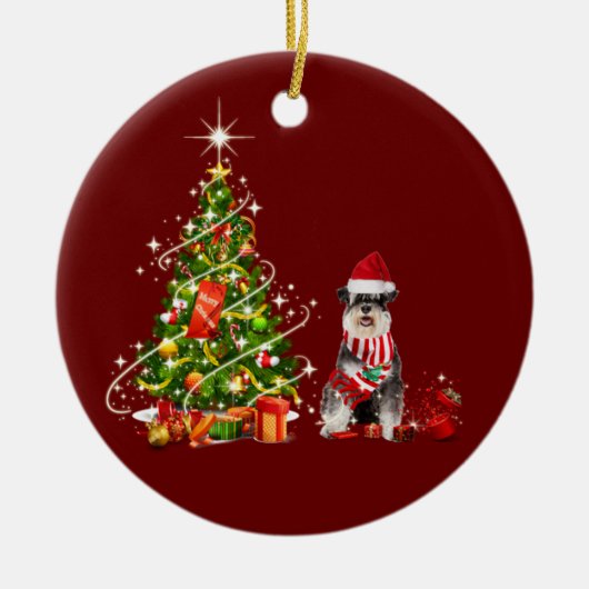 Schnauzer mit Hutschuh Keramik Ornament (Vorne)