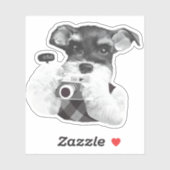 Schnauzer mit Kamera Aufkleber (Blatt)