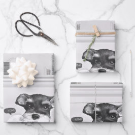 Schnauzer mit Kamera Geschenkpapier Set
