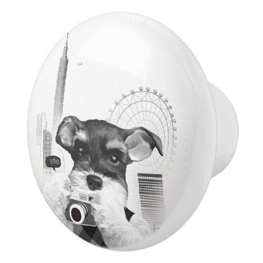 Schnauzer mit Kamera Keramikknauf (Rechts)