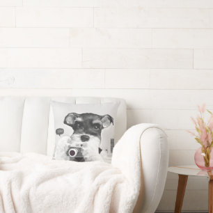 Schnauzer mit Kamera Kissen