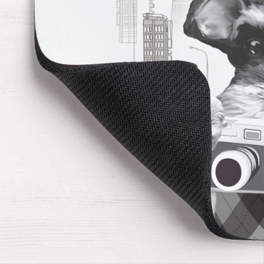 Schnauzer mit Kamera Mousepad (Ecke)