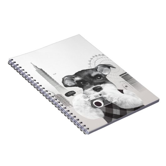 Schnauzer mit Kamera Notizblock (Rechte Seite)