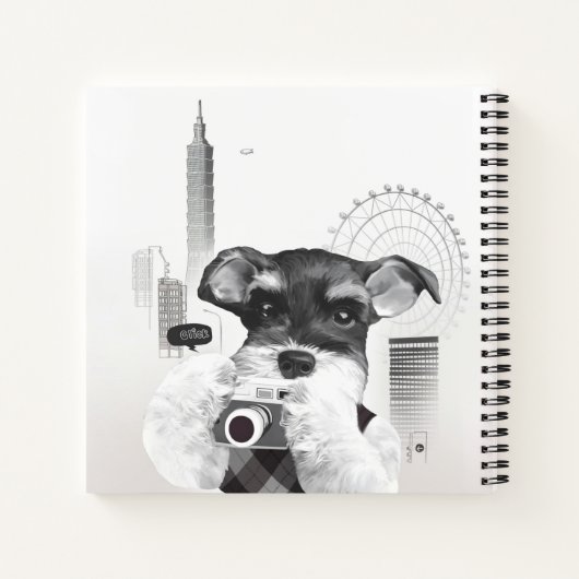 Schnauzer mit Kamera Notizblock (Rückseite)