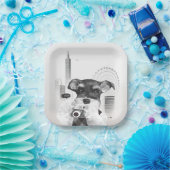 Schnauzer mit Kamera Pappteller (Party)