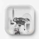 Schnauzer mit Kamera Pappteller (Vorderseite)